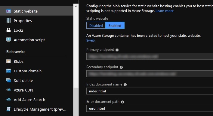 Static website endpoint